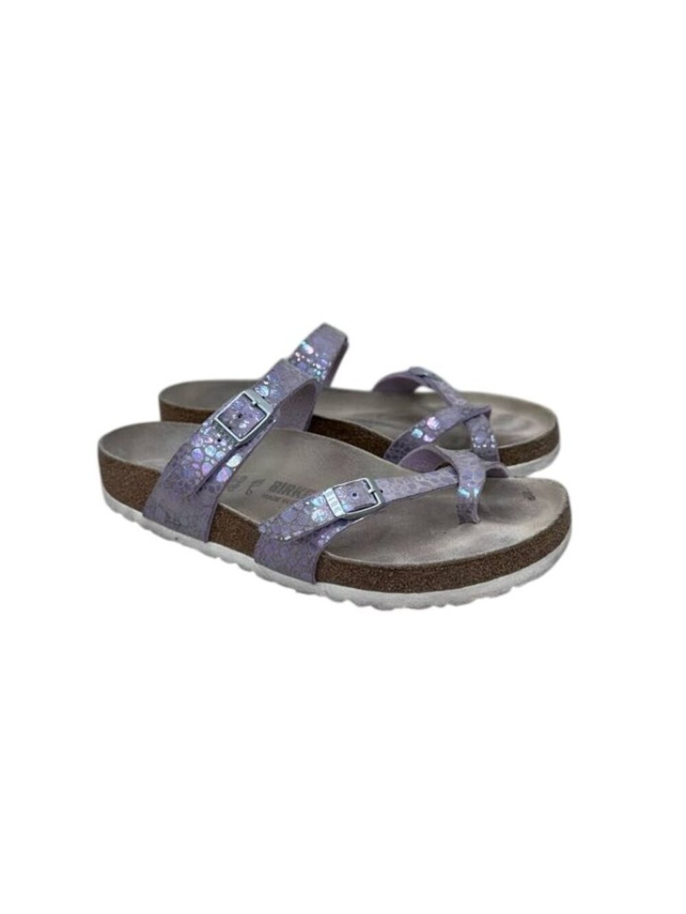 Birkenstock Mayari Toe Strap Slide Sandals Metallic Stone Lilac Womens 40 US 9